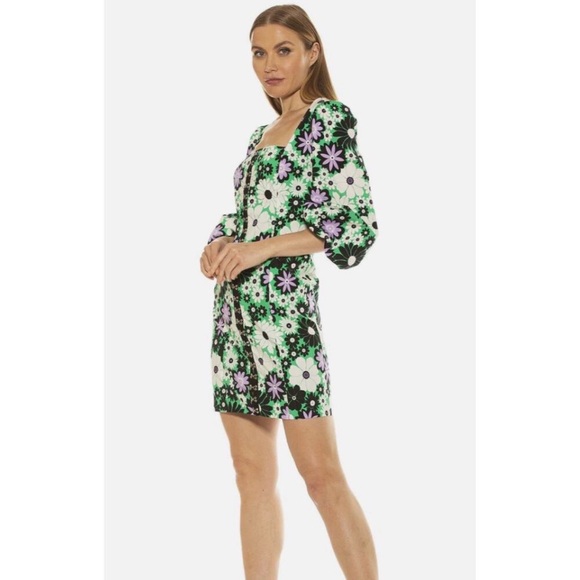 Alexia Admor Sammie Dress Floral Hippie 60s Retro Long Sleeve - Picture 2 of 6